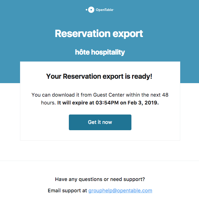 Group Reporting: Reservation Export