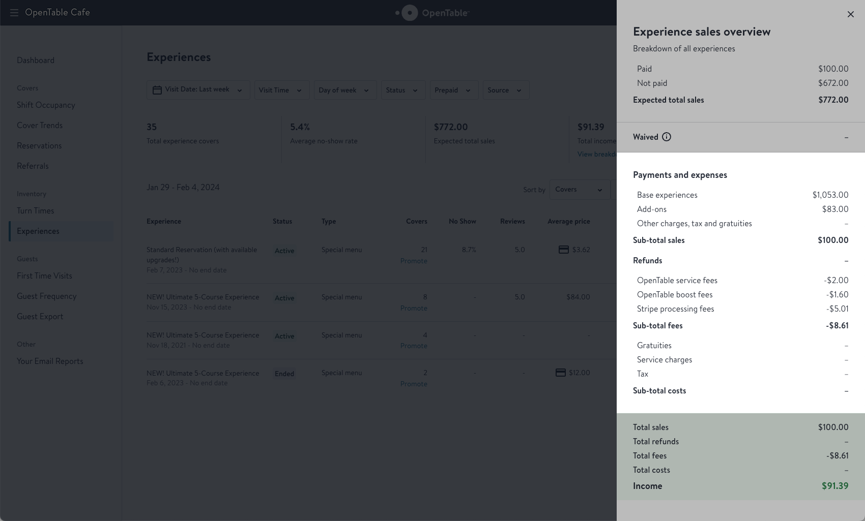 Track experience performance with reporting