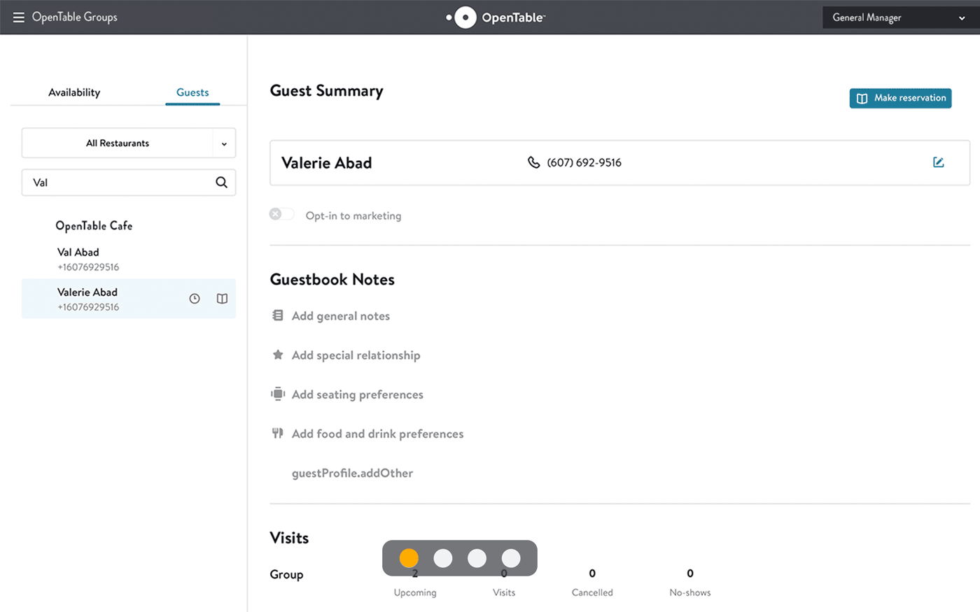 Manage your group's guestbook and find availability
