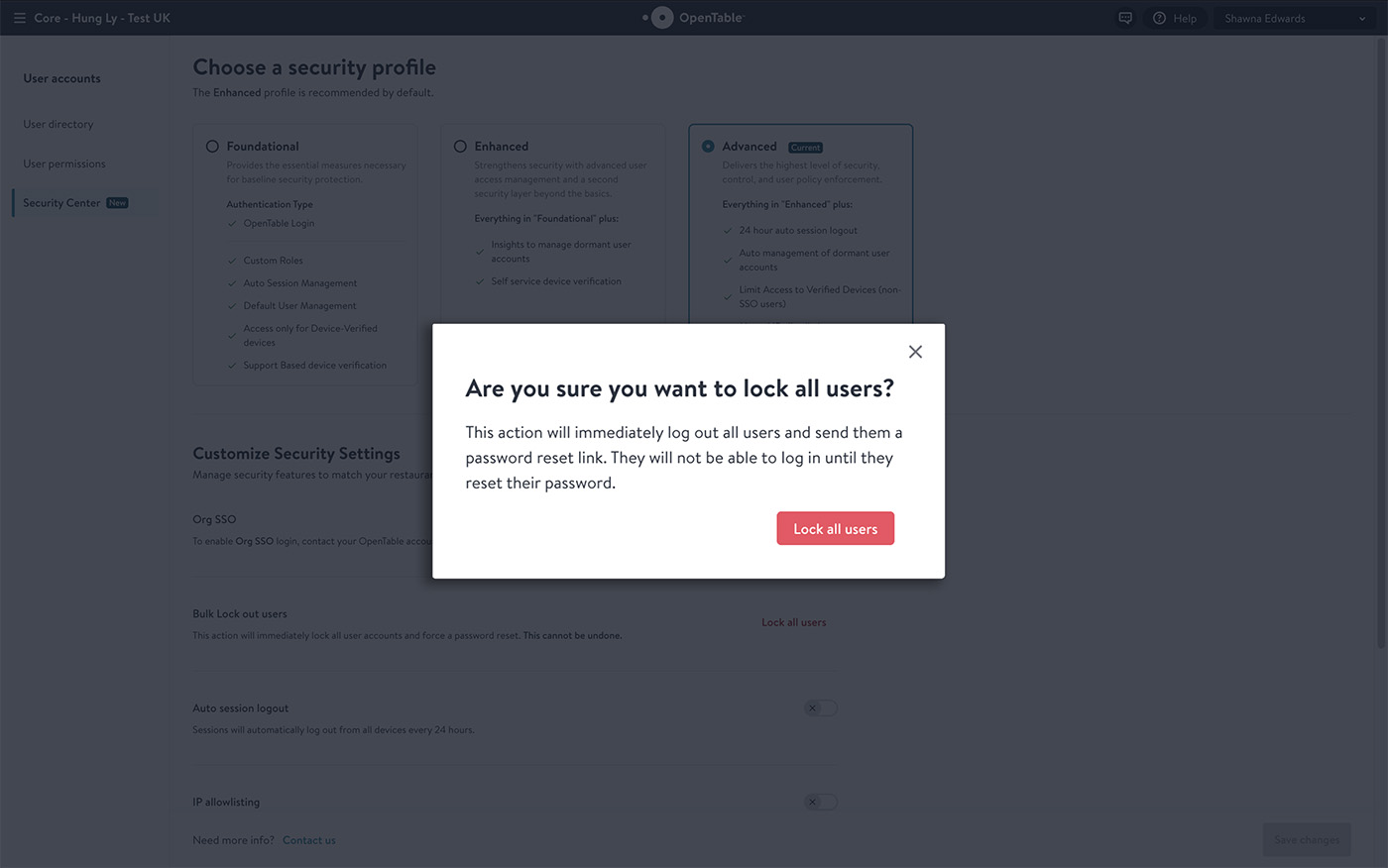 Control security settings and monitor login activity